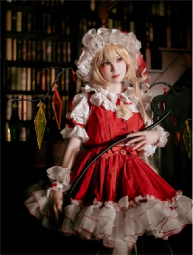 TouHou Project Flandre Scarlet Cosplay Dress Women Short Sleeved Costume Outfit - Bild 8 von 24