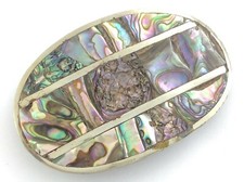 Alpaca Abalone Large Belt Buckle Unisex Mexico Size 3.5 inches 43g L104