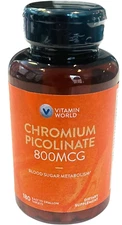 Chromium Picolinate 800MCG 180 Tablets - EX 06/26 - Vitamin World