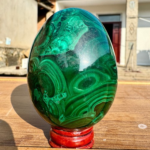 550G Top quarzo malachite naturale intagliato a mano uovo cristallo decorazione Reiki - - Foto 11 di 11