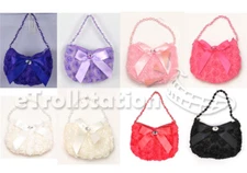 Kids Girl's Evening Wedding Dress up Bag Handbag Purse Rose Ribbon Bow Beads