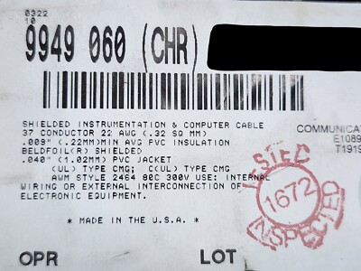 Belden 9949 22/37C Multi-Shielded EIA RS-232 Control/Instrumentation Cable /1ft