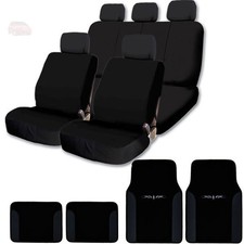 New Black Cloth Car Truck Seat Covers  Floor Mats Split Rear Seat Set For Honda 