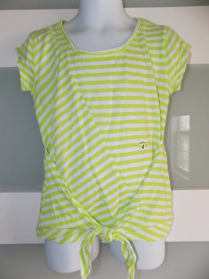 P.S. Aeropostale Lime Green & White Striped Shirt Size 4 Girls NEW - Image 2 of 3