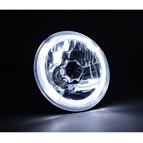 5-3/4 White Halo Halogen H4 Bulb Headlight Angel Eye LED Fits: Harley Motorcycle - Picture 6 of 12