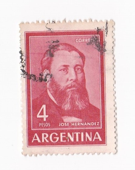 Argentina Vintage Postage Stamp 4 pesos Jose Hernandez