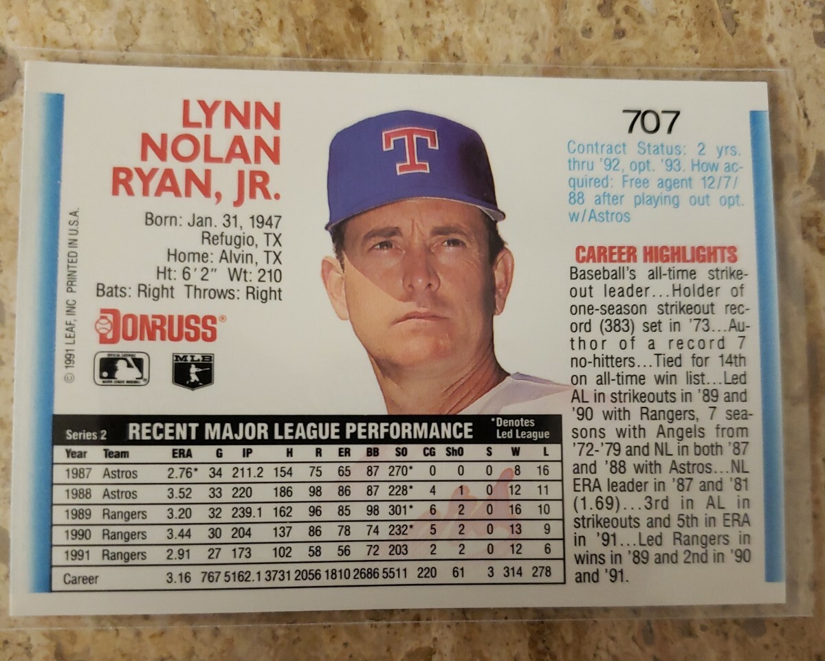 Donruss 1992 Nolan Ryan Error Baseball Card No Period After Inc EBay Donruss 1992 Nolan Ryan Error Baseball Card No Period After Inc EBay