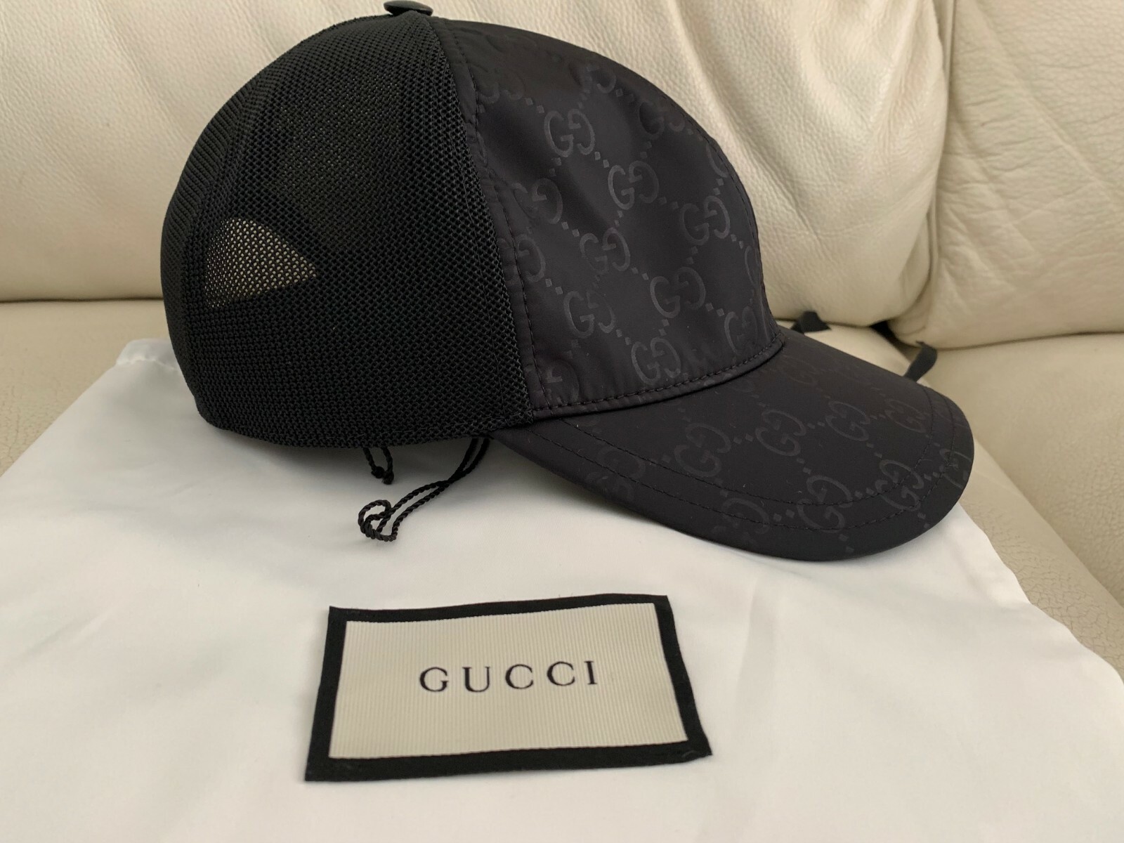 NEW GUCCI BLACK DOUBLE G LOGO BASEBALL 