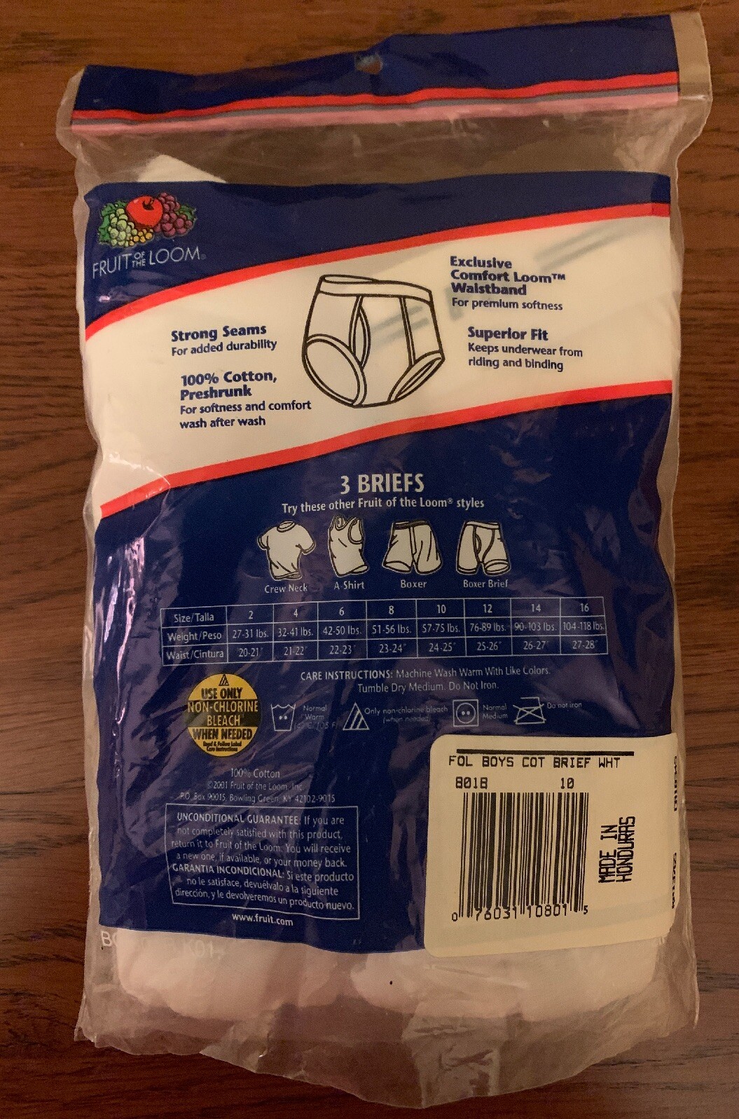 fruit of the loom tallas