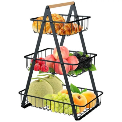 3-stufiger Metall Obstkorb, Obst und Gemüse Halter für Zuhause, Küche Aufbewahrung