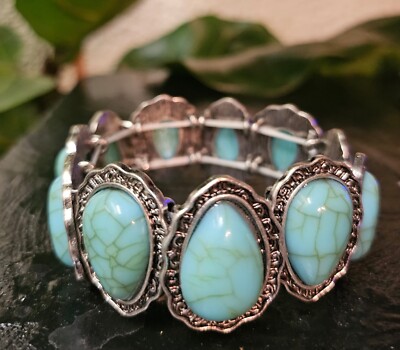 Armband Synthetisches Türkis-Armband Retro Elastischer Schmuck Little Big Horn
