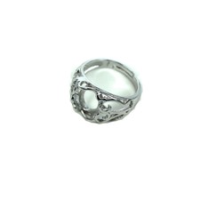 Swirls Ring Setting with Oval Bezel Mounting in Sterling Silver 7x9mm