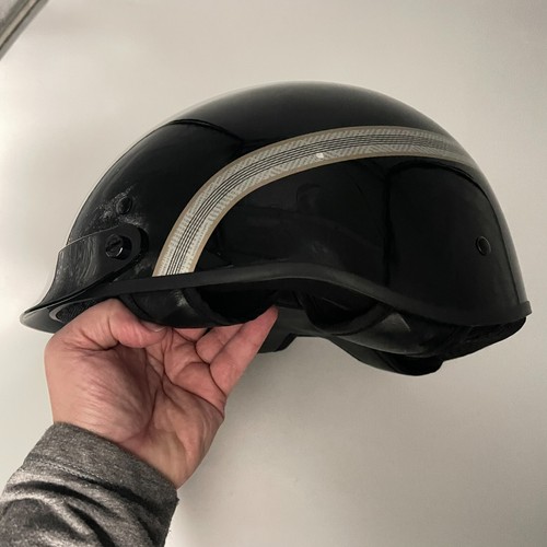 Vintage Harley Davidson 100th Anniversary Black Half Helmet Size Small/OEM Bags - Picture 4 of 9