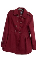 Forever 21 Burgundy Boucle Knit Wool Blend Long Winter Over Coat - Size L