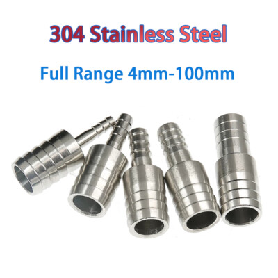 304 Stainless Steel Reducing Pipe Hose Barbed Connectors Full Range 4mm-100mm