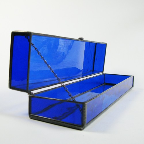 Glass jewelry box by 1178designs - Art deco style - Cobalt art glass - Picture 3 of 11