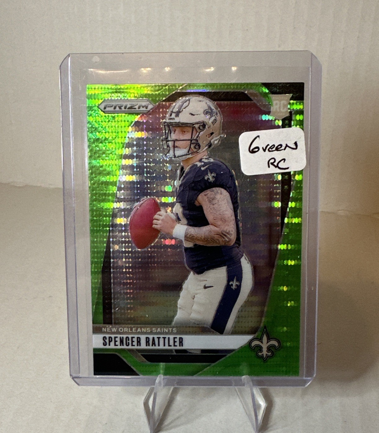 2024 Panini Prizm - Rookies Spencer Rattler #388 Neon Green Pulsar Prizm (RC)