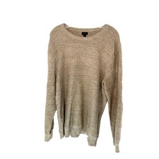 J.Crew Men's Tan Basic Cable Knit Cotton Elbow Patch Crewneck Sweater Large