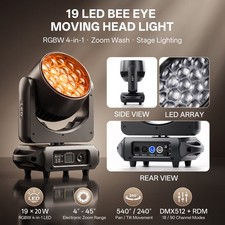 380W RGBW Bee Eye LED Beam Moving Head Light Zoom Wash Stage Light DJ Disco Show