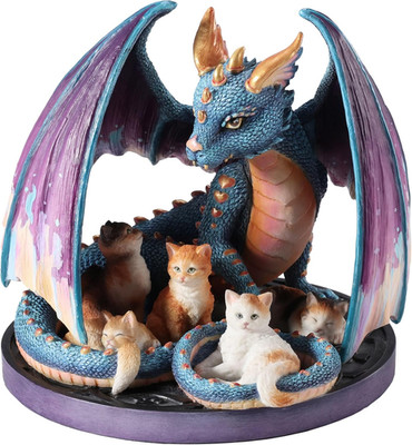 Iridescent Dragon & Cats Figurine by Selina Fenech - 5.125 Inch Collectible