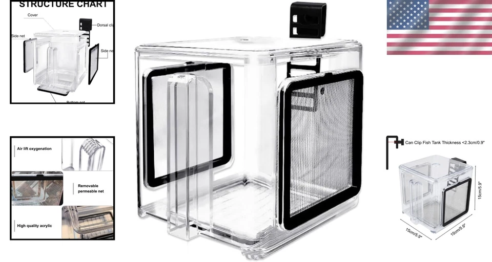 Caja de aislamiento de peces de acrílico - Tanque de cría para peces de agua dulce y salada Foto 2 de 4