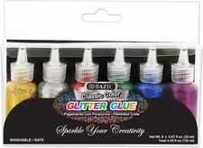 BAZIC Products Glitter Glue Tube – 6 Assorted Classic Color, 1 Unit, Multi 