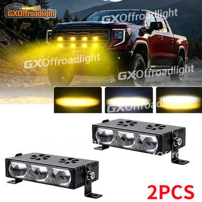2x 4inch Yellow White High Low Front LED Grill Projector Lens Spot Bumper Lights