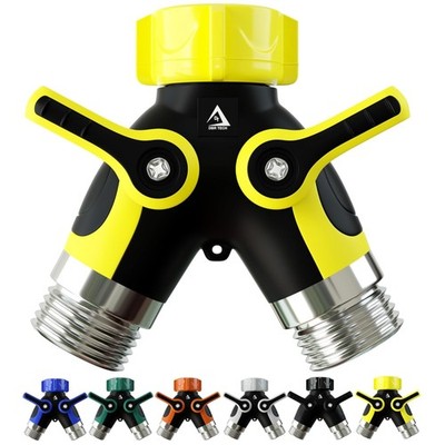 Heavy Duty 2 Way Hose Splitter - High Flow Control