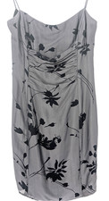 VTG Y2K Guess Gray Silk Ruched Whimsigoth Dark Fairy Asian Inspired Slip Dress 0