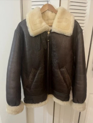 Schott Classic B-3 Sheepskin Leather Bomber Brown Jacket