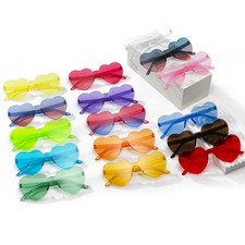 Frameless Heart Sunglasses Gradient Lens UV400 Women's Party Outdoor Eyewear