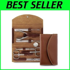 German-Made Stainless Steel Manicure Set with Leather Case