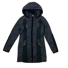 Coffee Shop Kids Quilted Hooded Coat L Gray Zip Up Warm Winter Jacket
