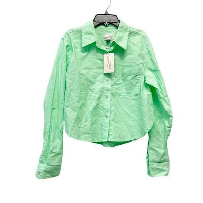 Universal Thread Women's Long Sleeve Collared Button-Down Shirt Green Size M