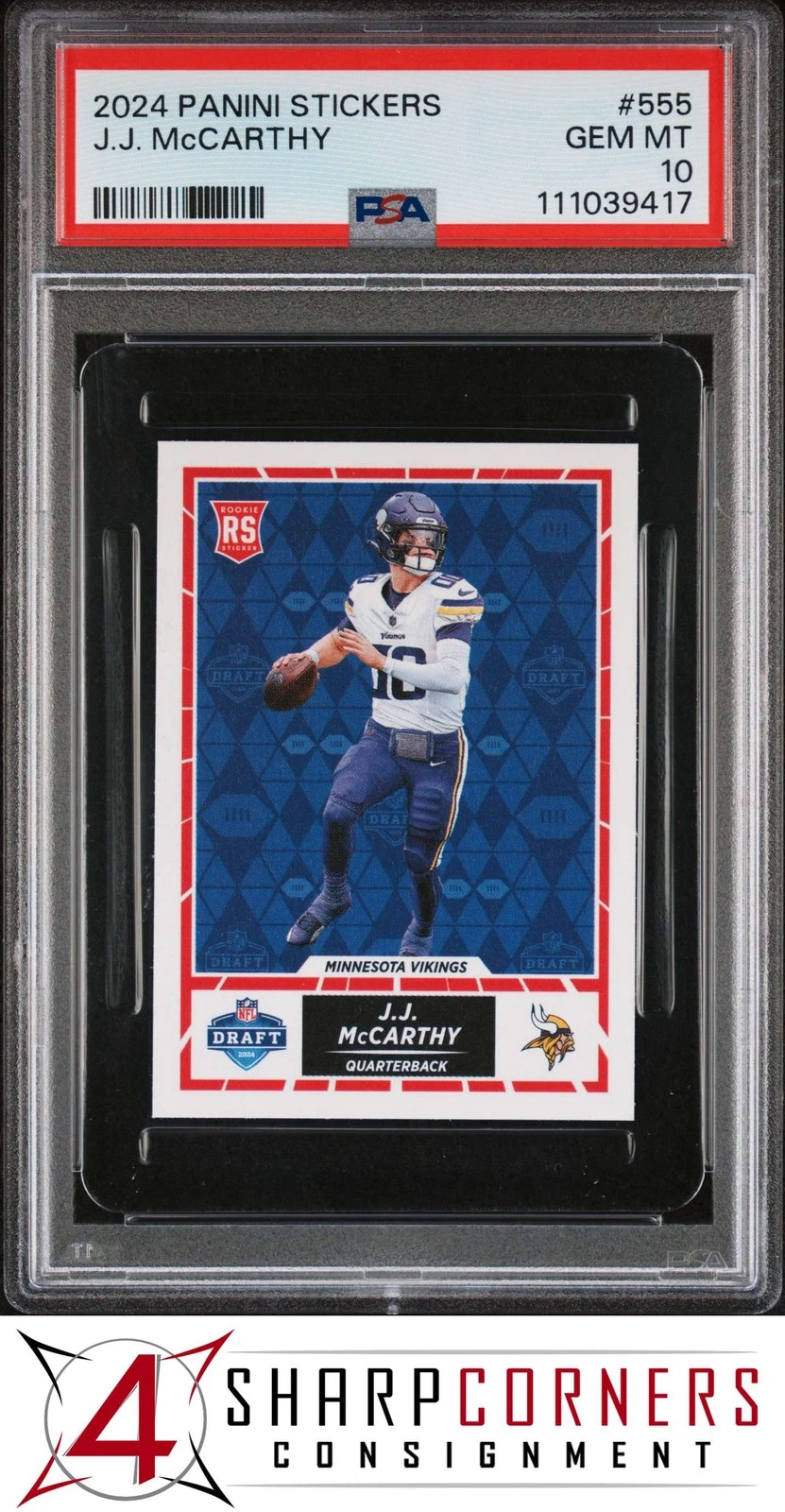 JJ McCarthy Panini Stickers #555 Base