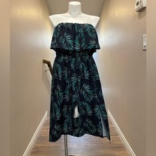 Shein Curve Woman’s Tropical Print Dress 3XL Black Green