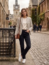 : J.Crew 100 Wool Herringbone Blazer Size 4 Grey Gold Buttons Schoolboy Classic