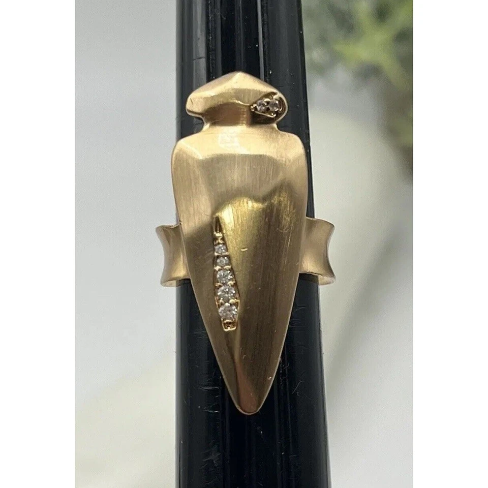 Anillo Ajustable Kendra Scott SALLY Latón Cepillado Tono Dorado Punta de Flecha Cristal Talla 6.75 Foto 2 de 4