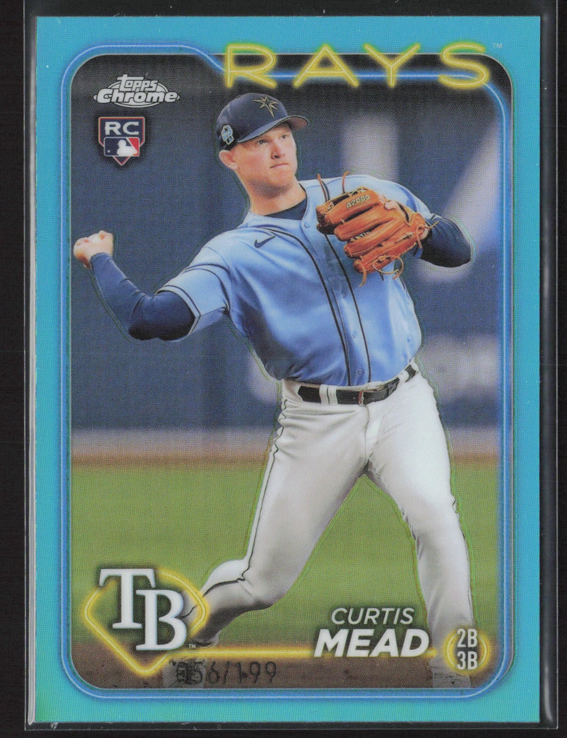 2024 Topps Chrome #209 Curtis Mead Aqua Refractor #/199 Rookie RC Rays