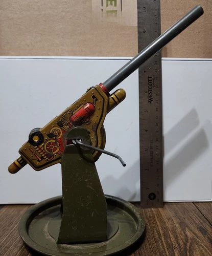 Rare Vintage 1940's Louis Marx Tin Toy Anti Aircraft Gun 105 mm