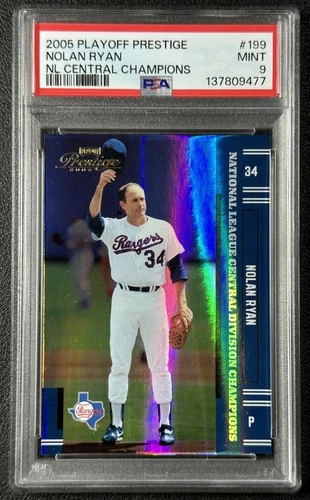 NOLAN RYAN PSA 9 2005 PLAYOFF PRESTIGE #199 NL CENTRAL CHAMPIONS RAINBOW 9477