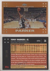 2007-08 Topps Chrome Orange Refractor /199 Tony Parker #36 HOF