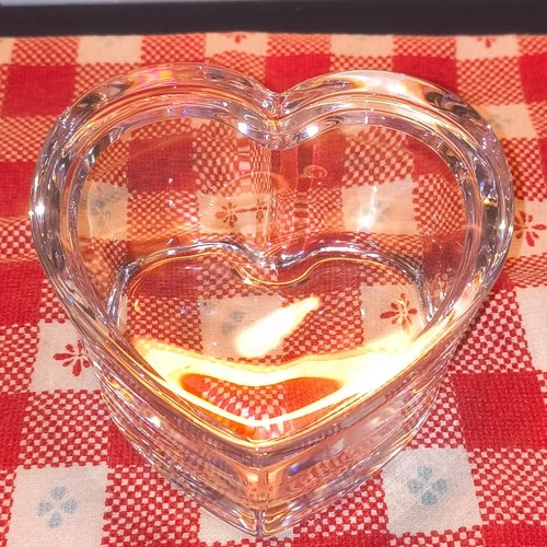 Vintage Tiffany Heart Elsa Peretti Crystal Glass Jewelry Box