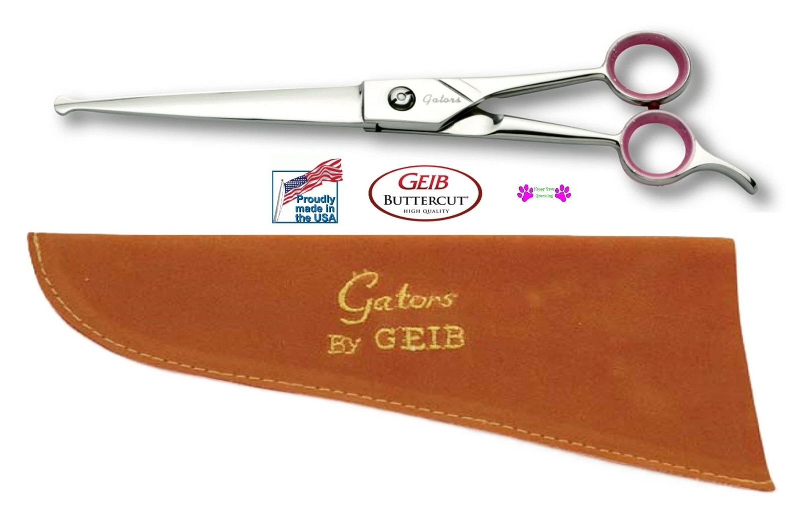 Geib GATOR Buttercut Ball SAFETY TIP STRAIGHT SHEAR Scissor 8 1/2" Pet Grooming