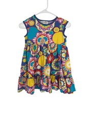 Hanna Andersson Dress Girls Size 110 US 5 Bright Floral Boho Retro Ruffle