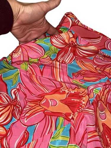 Lilly Pulitzer Silk Wide Leg Pants Jubilee Floral Sz S Pockets Colorful Pull On - Bild 7 von 9