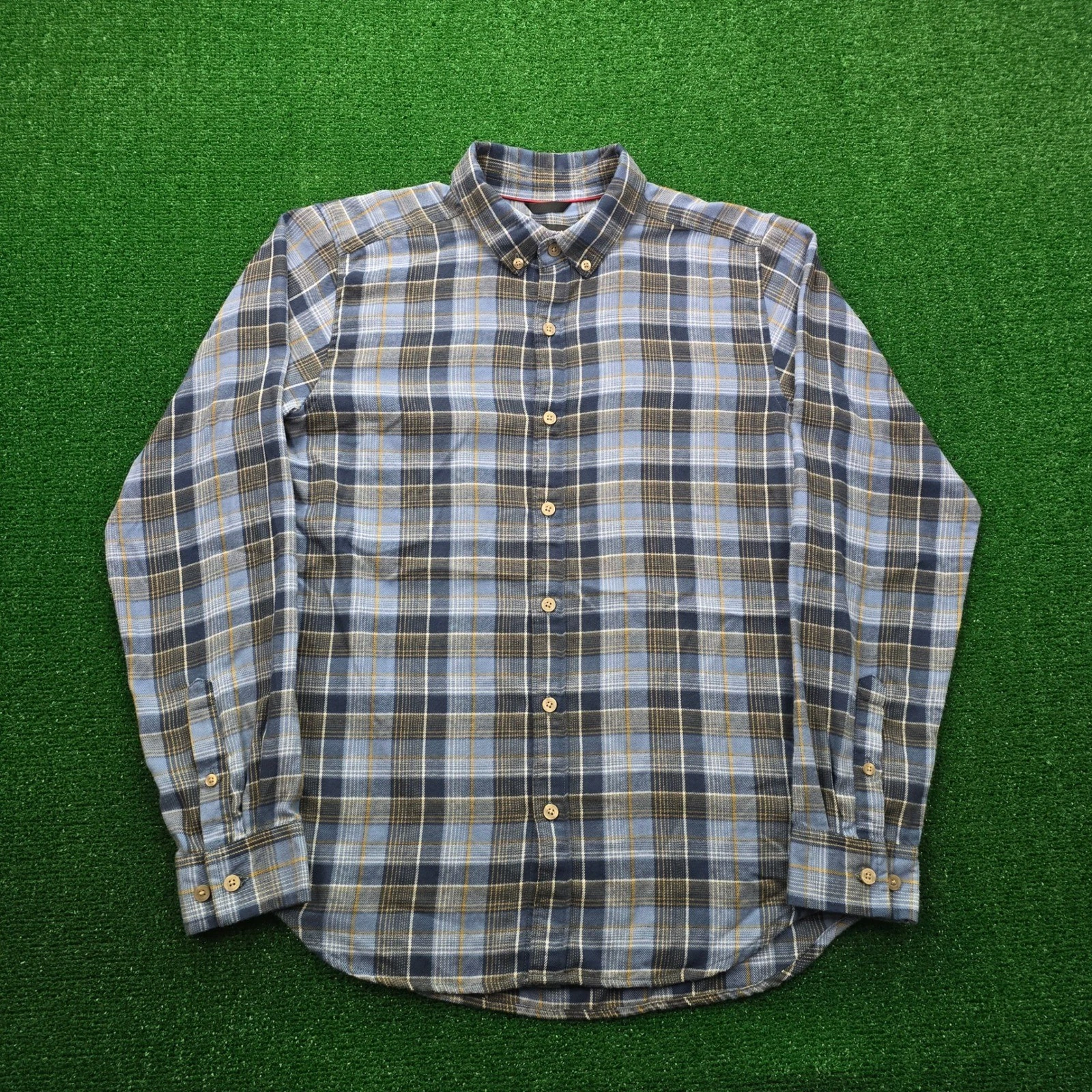 Marmot Shirt Mens Medium Blue Plaid Flannel Long Sleeve Outdoors Hiking Camping