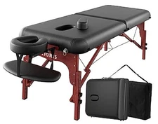  84" Professional Massage Table Portable 2 Folding Lightweight Black-wooden Leg
