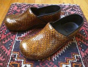 sanita snakeskin clogs