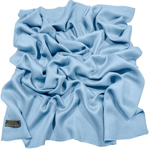 CJ Apparel Baby Blue Fringe Solid Colour Nepalese Shawl Seconds Scarf Stole NEW - Picture 3 of 11